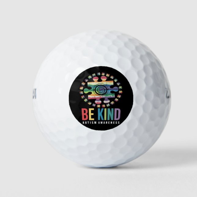 Be Kind Autism Awareness Colourful Design Golf Balls (Front)