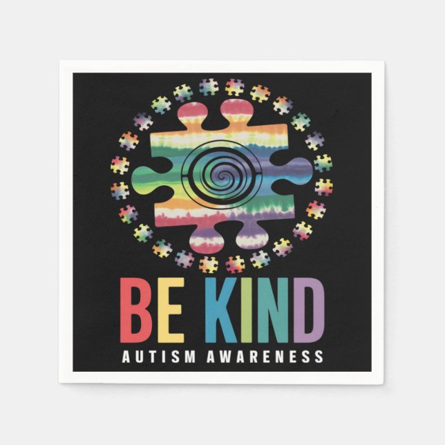 Be Kind Autism Awareness Colourful Design Napkin (Front)