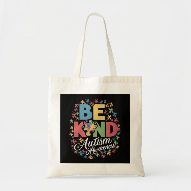 Be Kind Autism Awareness Colourful Design Tote Bag (Front)