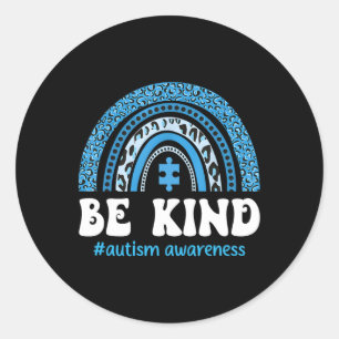 Be Kind Autism Awareness Cute Puzzle Rainbow Choos Classic Round Sticker