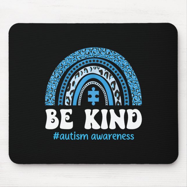 Be Kind Autism Awareness Cute Puzzle Rainbow Choos Mouse Pad (Front)