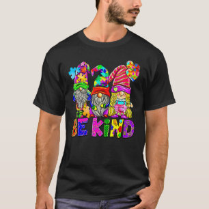 Be Kind Autism Awareness Cute Three Gnome Puzzle T-Shirt