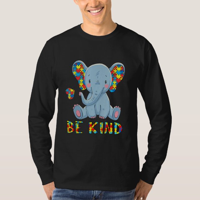 Be Kind Autism Awareness  Elephant Autistic Accept T-Shirt (Front)