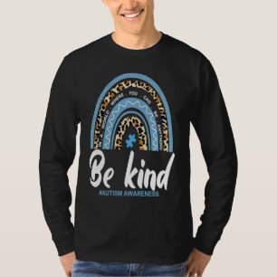 Be Kind Autism Awareness Leopard Rainbow Choose Ki T-Shirt