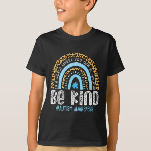 Be Kind Autism Awareness Leopard Rainbow Choose Ki T-Shirt