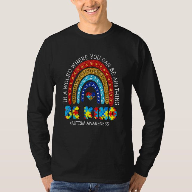 Be Kind Autism Awareness Leopard Rainbow Choose Ki T-Shirt (Front)