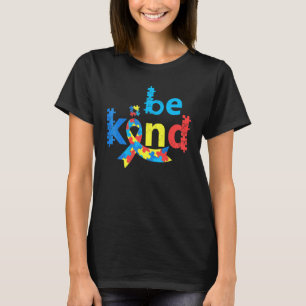 Be Kind Autism Awareness Month Puzzle Piece Ribbon T-Shirt