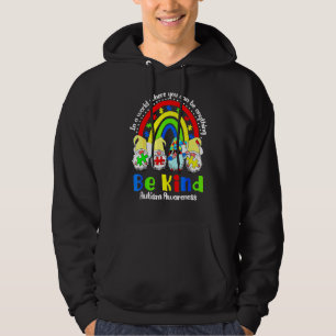 Be Kind Autism Awareness Month Rainbow Gnomes Figh Hoodie