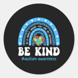 Be Kind Autism Awareness Puzzle Cute Rainbow Choos Classic Round Sticker