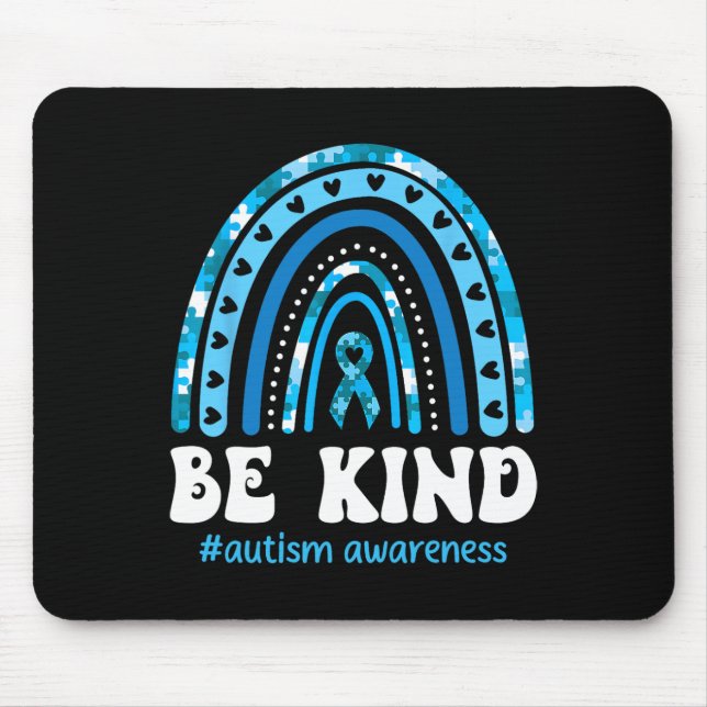 Be Kind Autism Awareness Puzzle Cute Rainbow Choos Mouse Pad (Front)