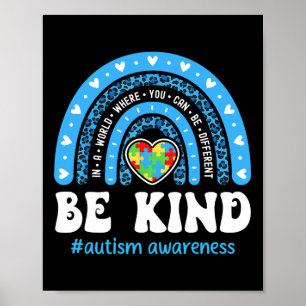 Be Kind Autism Awareness Puzzle Cute Rainbow Choos Poster