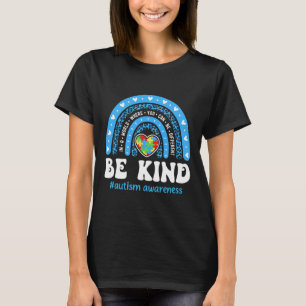 Be Kind Autism Awareness Puzzle Cute Rainbow Choos T-Shirt