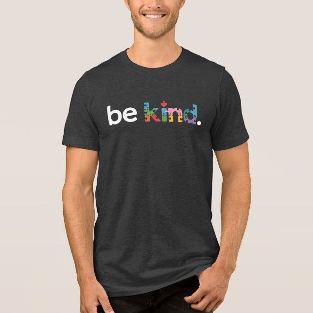 Be Kind Autism Awareness Puzzle Design Tri-Blend Shirt (Front)