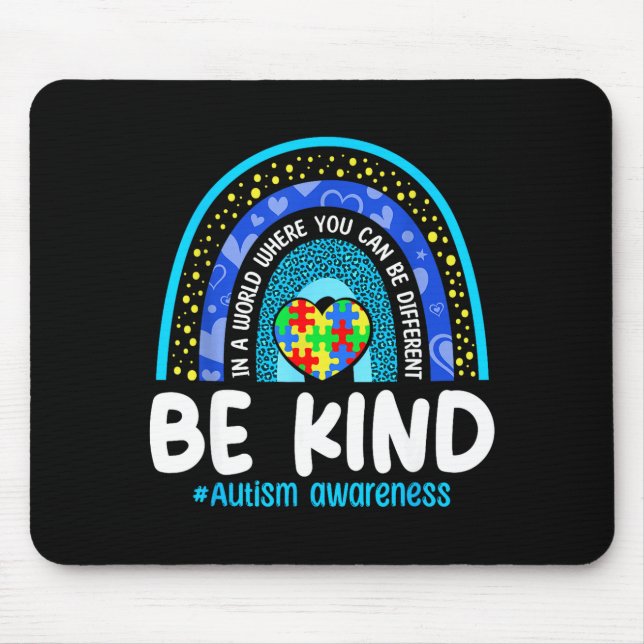 Be kind autism awareness puzzle rainbow autistic mouse pad (Front)