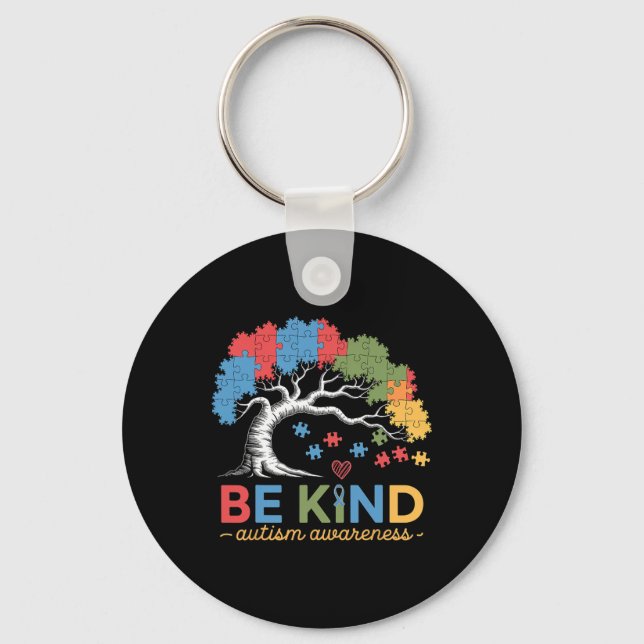 Be Kind Autism Awareness Puzzle Tree Inclusion Sup Key Ring (Front)