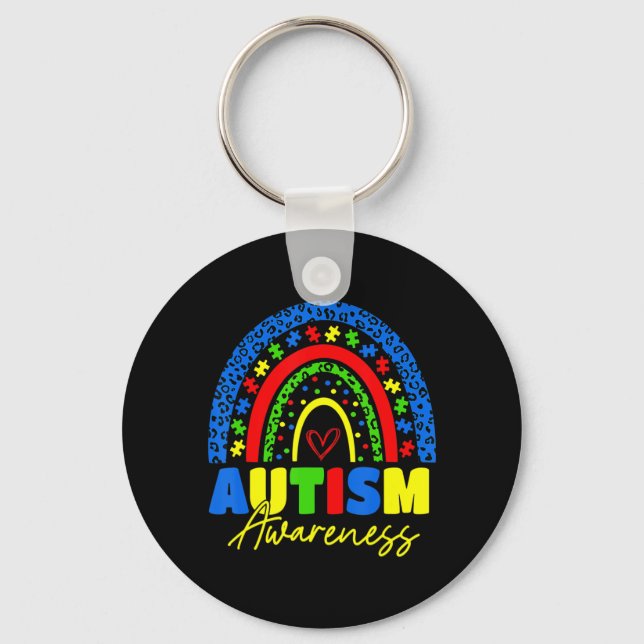 Be Kind Autism Awareness  Rainbow Leopard Women Ki Key Ring (Front)