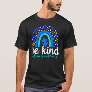Be Kind Autism Awareness Rainbow Leopard Women Kid T-Shirt