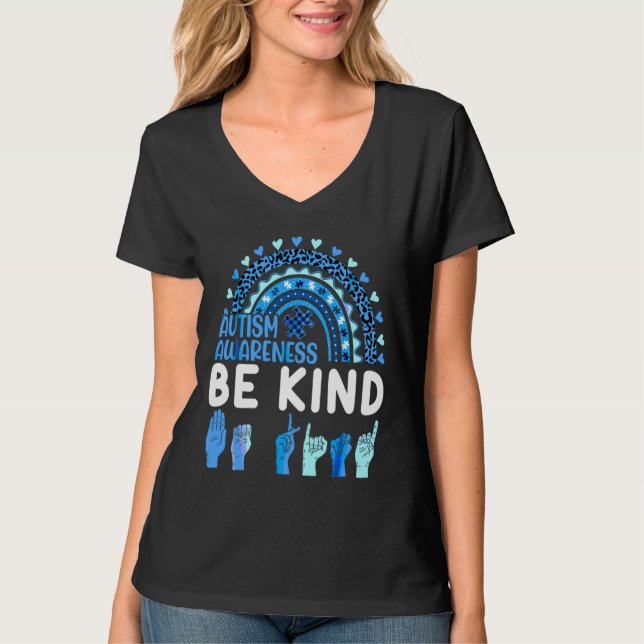 Be Kind Autism Awareness Rainbow Trendy Women Girl T-Shirt (Front)