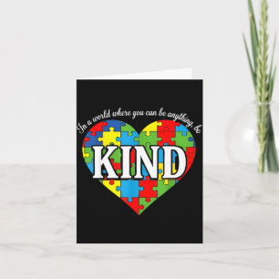 Be kind autism awareness shirt - cute puzzle heart card