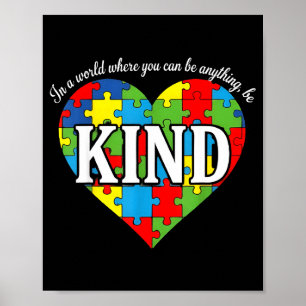 Be kind autism awareness shirt - cute puzzle heart poster