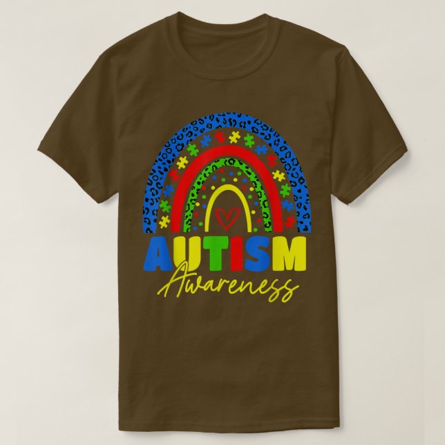 Be Kind Autism Awareness Shirt Rainbow Leopard Wom (Design Front)