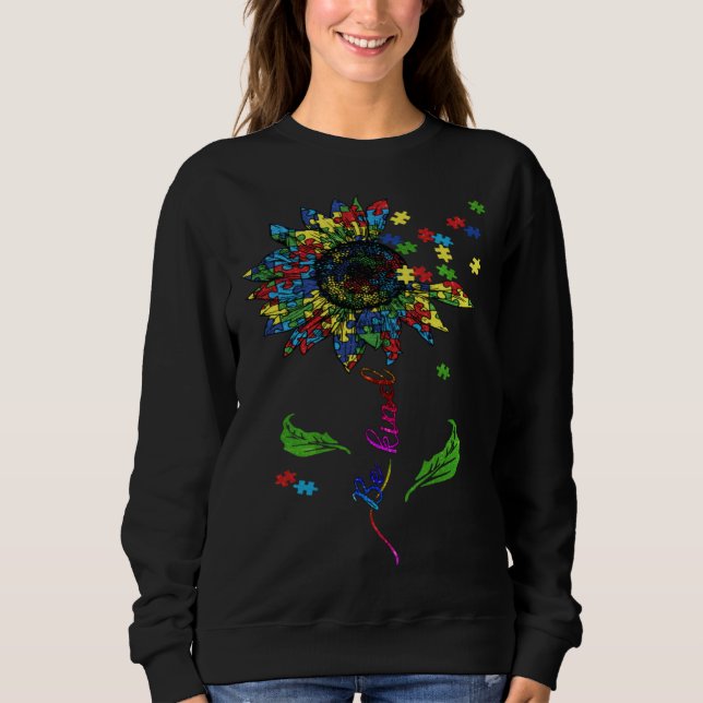 Be Kind Autism Awareness Sunflower Mom Women Kids Sweatshirt (Front)