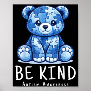 Be Kind Autism Awareness Wear Blue for Son Puzzle Poster