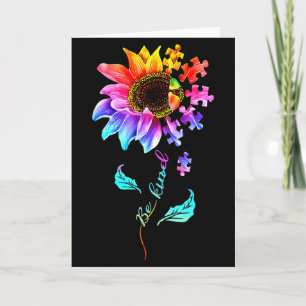 Be Kind Autism Awareness Women Girls Sunflower Puz Card