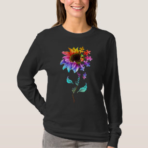 Be Kind Autism Awareness Women Girls Sunflower Puz T-Shirt
