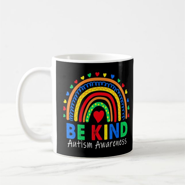Be Kind Autism Rainbow Autism Awareness Day  Coffee Mug (Left)