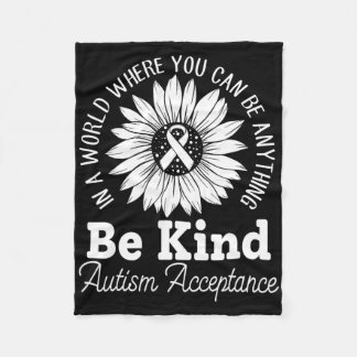 Be Kind Autism Red Instead - Acceptance Not Awaren Fleece Blanket
