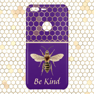Be Kind Bee and Honeycomb on Purple Uncommon Google Pixel XL Case