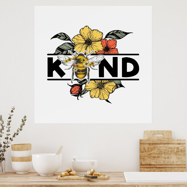 Be Kind Bee designed Poster (Kitchen)