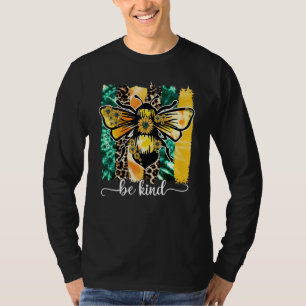 Be Kind Bee Leopard Sunflowers Autistic Support Au T-Shirt