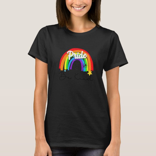 Be Kind Bee Rainbow Lgbtq+ Gay Les Pride Asl T-Shirt (Front)