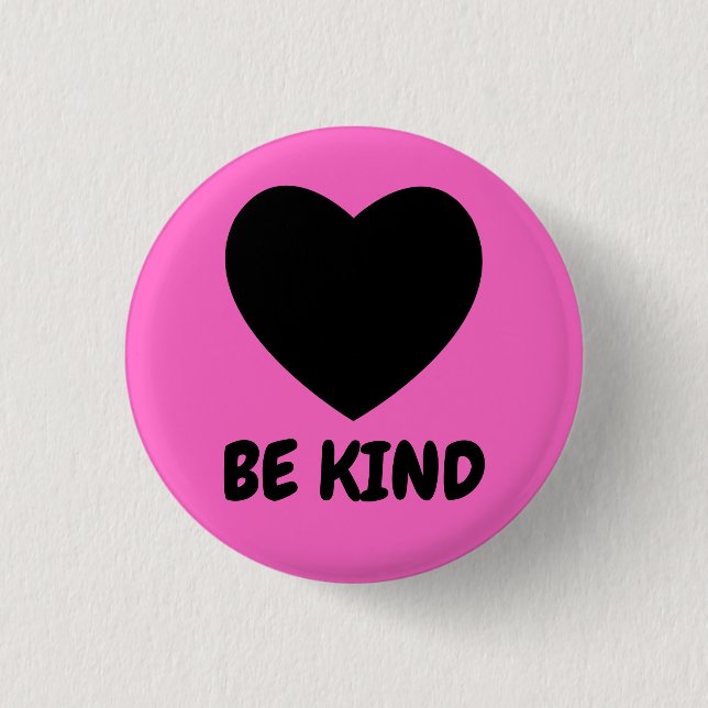 Be Kind - Black Love Symbol  3 Cm Round Badge (Front)