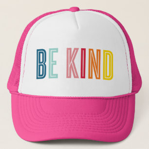 BE KIND black minimal bold type motivational quote Trucker Hat