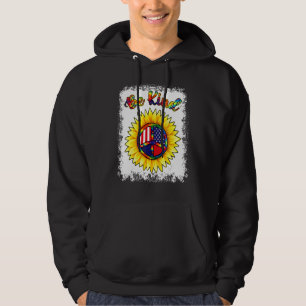 Be Kind Bleached Tie And Dye Peace Sign Sunflower Hoodie