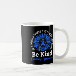 Be Kind Blue Ribbon Sunflower T1d Type 1 Diabetes Coffee Mug