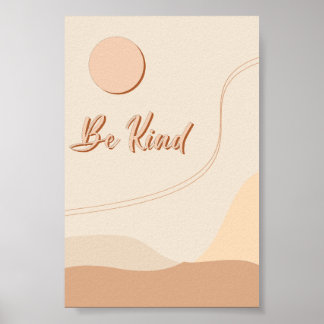 Be Kind Boho Quote Neutral Typography Print