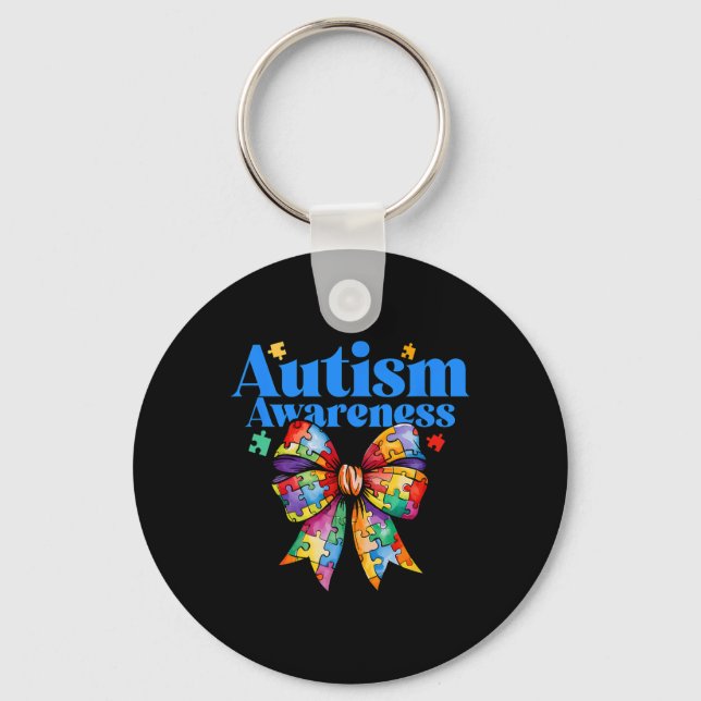 Be Kind Bow Autism Awareness Autism Support Love  Key Ring (Front)