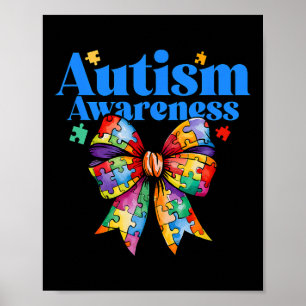 Be Kind Bow Autism Awareness Autism Support Love Poster