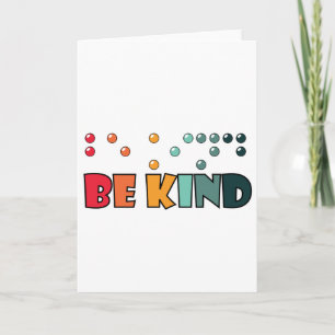Be Kind Braille Literacy Blindness Awareness Card
