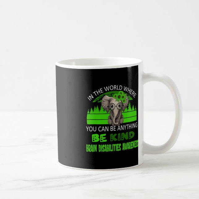 Be Kind Brain Disabilities Awareness Elephant Retr Coffee Mug (Right)