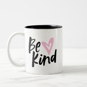 Be Kind Brushed Script Heart Two-Tone Coffee Mug