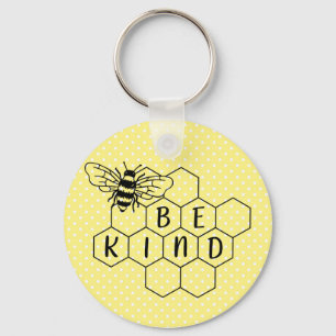 Be Kind Bumble Bee Yellow Polka Dot Key Ring