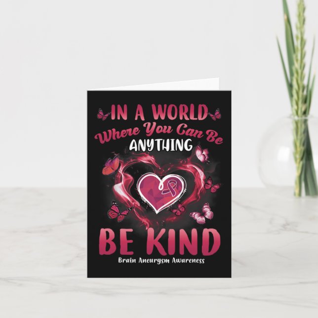 Be Kind Burgundy Ribbon Support Brain Aneurysm Awa Card (Front)