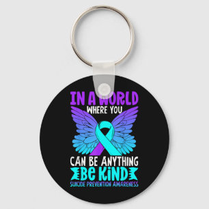 Be Kind Butterfly Teal Purple Ribbon Suicide Preve Key Ring