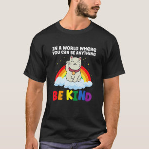 Be Kind Cat Gay Pride Rainbow Flag Lgb Community L T-Shirt