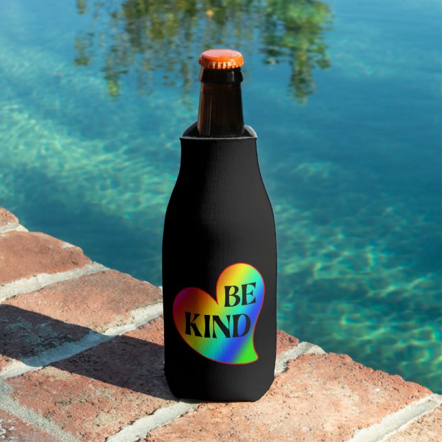Be Kind Colorful Heart Rainbow  Bottle Cooler (In Situ Pool)